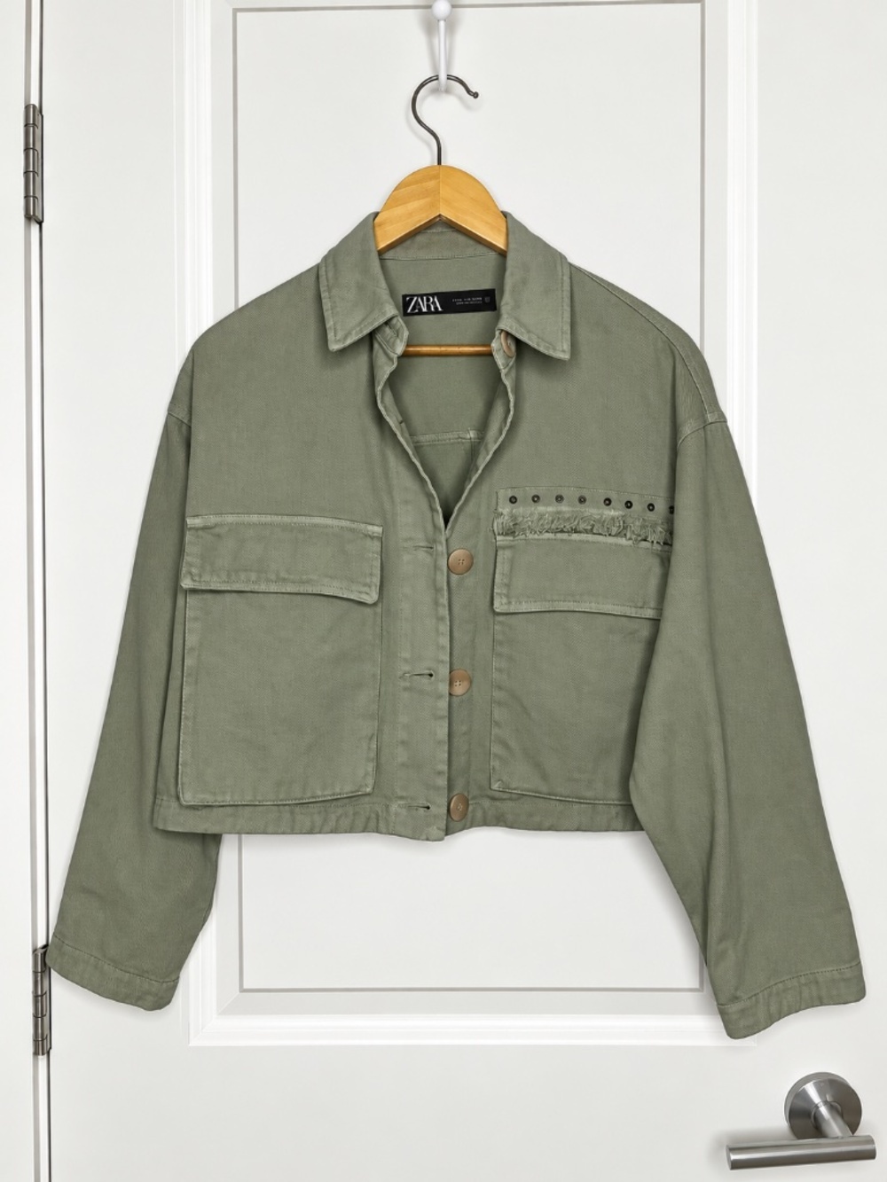 Zara Cropped Jacket Sage Green
